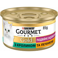 Влажный корм для кошек Purina Gourmet Gold. Двойное удовольствие с кроликом и печенью 85г (7613031381081) p