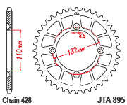 Мотозірка задня JTA895.49 ( легка ) KTM 85 SX,Husqvarna 85 TC, фото 1