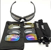 Сонцезахисні тактичні окуляри з поляризацією Daisy X7 Black + 4 комплекти лінз svitloochey
