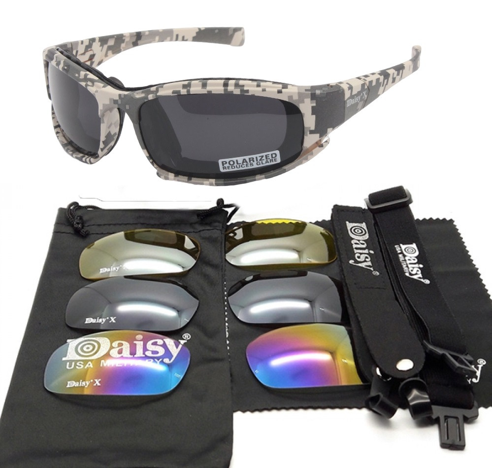 Сонцезахисні тактичні окуляри Daisy X7 Піксель  4 змінні лінзи svitloochey