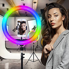 Кільцева кольорова LED SOFT RING LIGHT RGBW 36 см та штатив 210 см