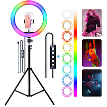 Кільцева RGB LED лампа 26 см зі штативом 210 см для селфі., фото 6