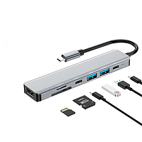 USB Type-C хаб, концентратор с быстрой зарядкой и HDMI (7 в 1)