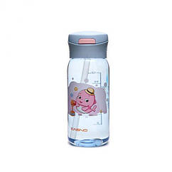 Пляшка для води Casno 400 мл KXN-1195 Бузкова (Дельфін) з соломинкою