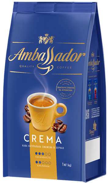 Кава зернова Ambassador Crema без кислинки середнє обсмаження 1000 г