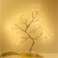 LED Светильник ночник дерево бонсай серебристого цвета с теплым светом USB + 3AA PRO_320