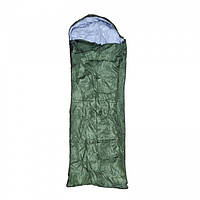 Спальный мешок зимний до -15° широкий 200*70см с капюшоном спальник одеяло с чехлом для переноски PRO_675