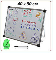 Настольная магнитно-маркерная доска, двухсторонняя, 40х30см.