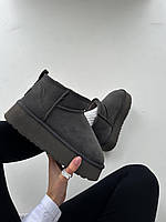 Женские ботинки UGG Ugg Ultra Mini Platform Grey теплые угги мех
