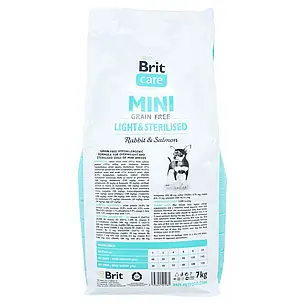 Brit Care Dog Mini Light & Sterilised сухий корм для собак дрібних порід з кроликом та лососем 7 кг, фото 2