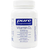 Витамин D Pure Encapsulations Vitamin D3 1,000 UI 250 Caps PE-01348 IB, код: 7809517