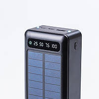 Повербанк 50000 mah с солнечной батареей и 4 встроенных кабеля USB / Micro / Type-C / Lightning