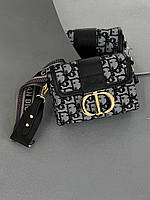 Женская сумка Cristian Dior Montaigne Dark Silver (Серая) Кроссбоди эко кожа текстиль 1 отделение Диор