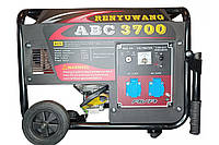 Генератор бензиновый Renyuwang ABC 3700 3.5-3.8 кВт однофазный. электростартер. колеса. ручки. бак 15 л m