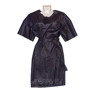 Халат одноразовий на зав'язках «Кімоно», чорний (щіл.40)