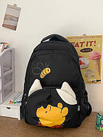 Рюкзак городской спортивный Винни Пух с игрушкой-брелоком мишка медведь в комплекте в корейском стиле Белый Черный