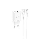 Адаптер мережевий Hoco Micro USB Cable Maker dual port charger set N25 |2USB, 2.1A| білий, фото 3
