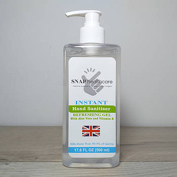 Антибактеріальний гель для рук SNAP Healthcare з алое та вітаміном E 500 мл (X-623)