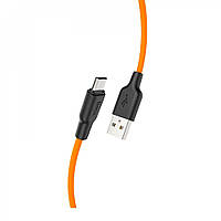 Кабель USB Micro 2.4A (1m) Hoco X21 Plus Silicone Blackorange