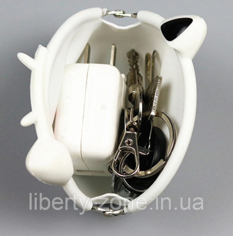 Силиконовый маленький кошелек для монет, сумочка для ключей, Bluetooth наушников Кошечка, черный - фото 2 - id-p2123142294