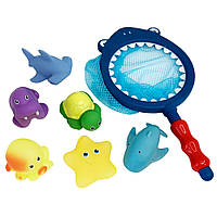 Игровой набор для купания (сачок акула, 6 игрушек), MEGAZayka, 922