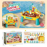 Столик з риболовлею 33 аксесуари, дві гри в одному наборі, вудочки, морські тварини, циркуляція води, кухонне