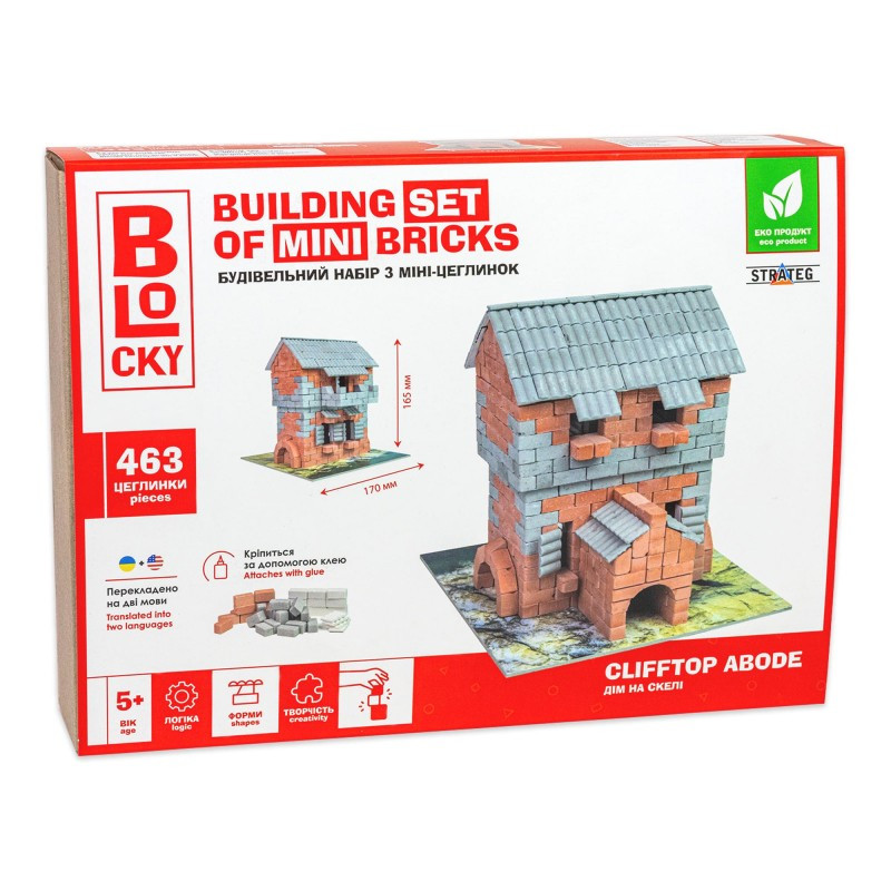Будівельний набір для творчості з мініцеглинок BLOCKY Будинок на скелі Strateg (31017), фото 1