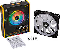 Вентилятор Corsair LL Series LL120 RGB 120 мм з подвійним RGB LED циклом світла і PWM-керуванням, Одна штука (CO-9050071-WW)