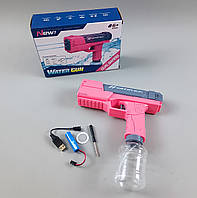 Водяний пістолет на акумуляторі 3.7V KW 01 ємність 200 мл USB кабель рожевий в коробці