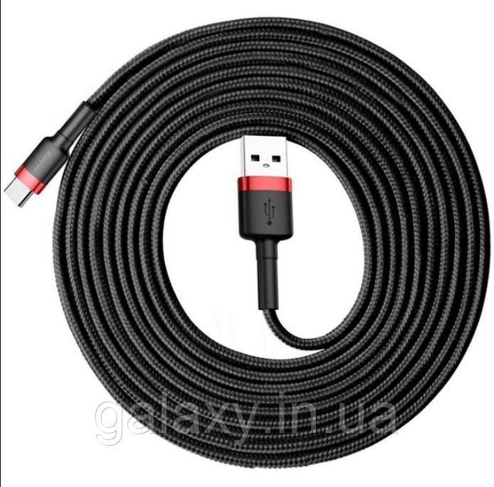 Кабель Baseus USB - Type-C 3метри 2А Cafule Black/Red CATKLF-U91, фото 1
