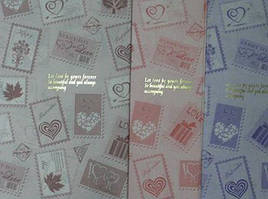 Папір упак LINE ART №15 62*62см Поштові марки. Love