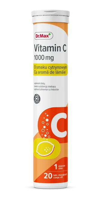 Dr.Max Vitamin C 1000 мг, шипучі таблетки зі смаком лимона, 20 шипучих таблеток на 20 днів прийому. До 07/2026