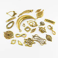 Конектори метал 27~42x24~40x1~3мм 35 шт. колір античне золото