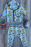 Дитяча піжама, інтерлок, хлопчик, синій, розміри в наявності на 9-12-18 місяців