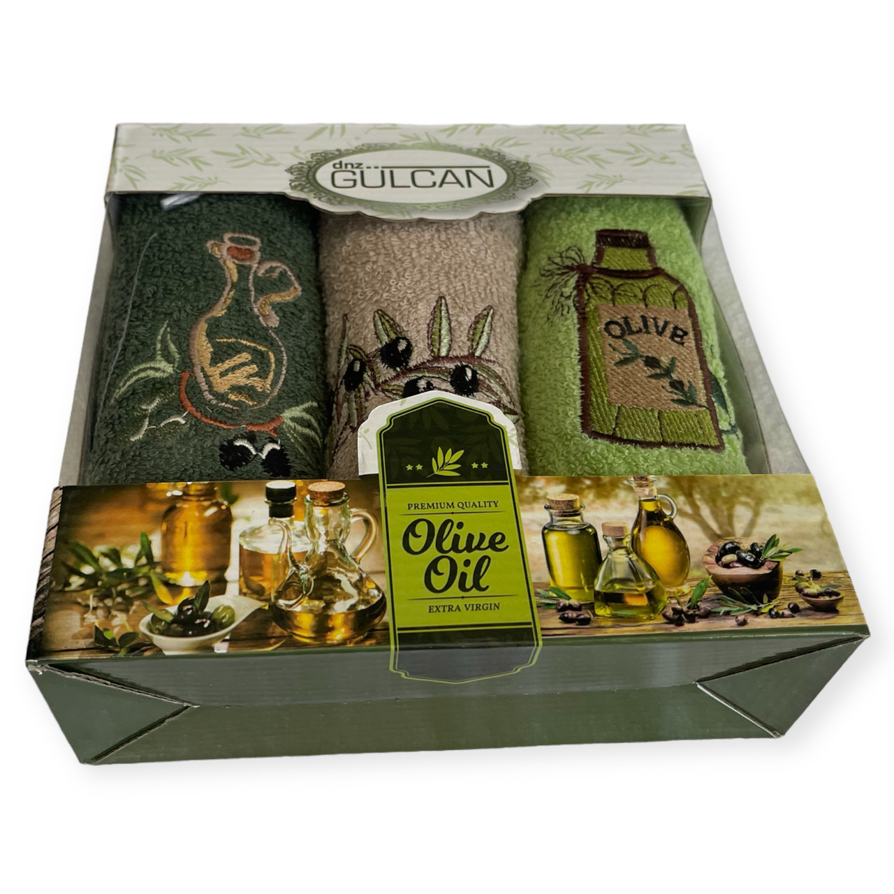 Набір махрових кухонних рушників Gulcan Olive 30-50 см зелений