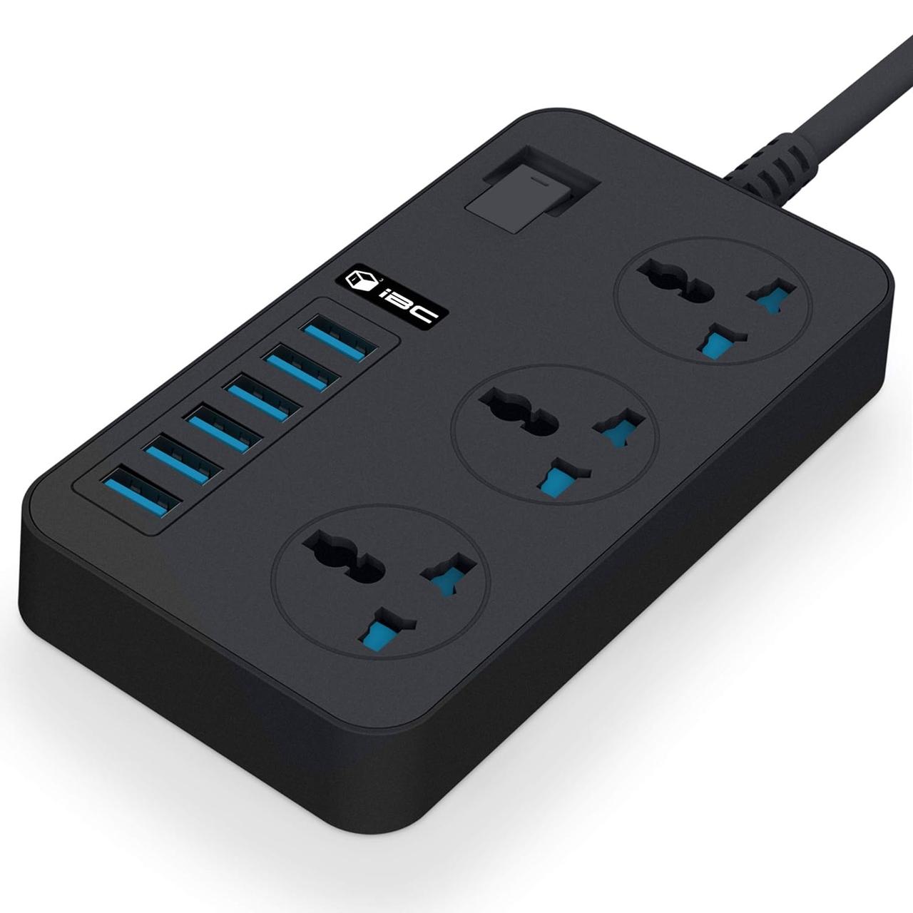 Подовжувач iBlockCube® із 6 портами USB (3,1 А), розетка подовжувача із захистом від перенапруг, 2 м (6,5 футо, фото 1