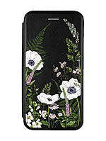Чехол-книжка с рисунком для Samsung Galaxy A05 (A055) Черный :: Цветы полевые (принт 363)
