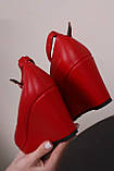 Жіночі туфлі червоні на танкетці розмір 38, фото 4