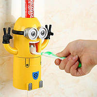 Яркий автоматический детский дозатор зубной пасты, Детский диспенсер зубной пасты в виде миньйона