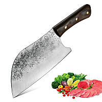 Кованый сербский нож шеф-повара 20 см ручной работы с деревянной эргономичной рукоятью фултанг (FSCKHF-16)