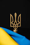 Набір для трьох прапорів Україна ЗСУ ЄС, атлас прапор 90х135 см, тримач, держак 2 м, навершя Тризуб Куля, фото 8