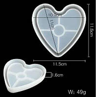 Силиконовая форма (молд) сердце для гипса/бетона