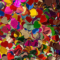 Конфеті серця асорті металік, 15 мм, 1 кг (Китай)