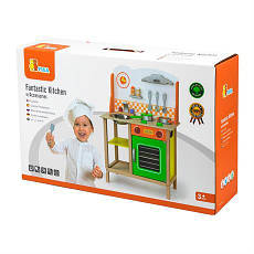 Дитяча кухня Viga Toys із дерева з посудом, аксесуарами (50957FSC), фото 6