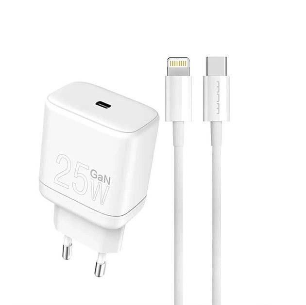 Комплект швидкого заряджання для iPhone WUW T60 Type-C to Lightning 25W Білий