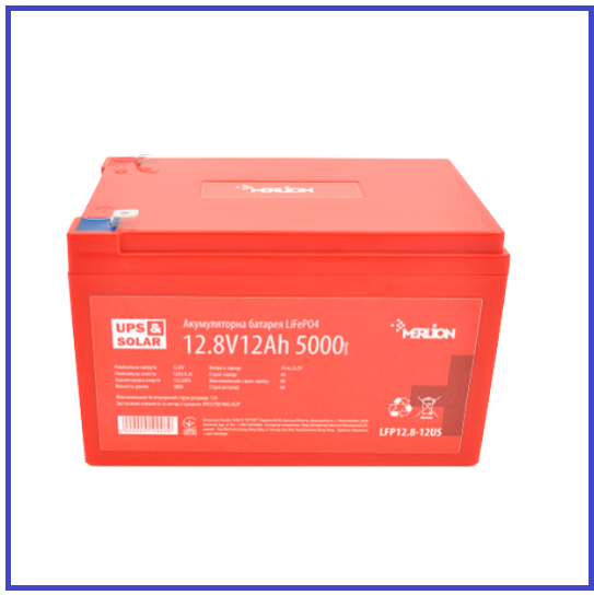 Літій-залізо-фосфатний акумулятор Merlion LiFePO4 12.8V 12Ah (4S2P/BMS-15A) (151x98x95) до 5000 циклів, фото 1