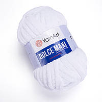 Yarnart DOLCE MAXI (Дольче Макси) № 741 белый (Пряжа плюшевая, нитки велюровые для вязания)
