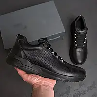 Осеннее весеннее мужские кроссовки шкіряні в чорному кольорі