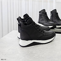 Женские зимние кожаные ботинки со шнурками