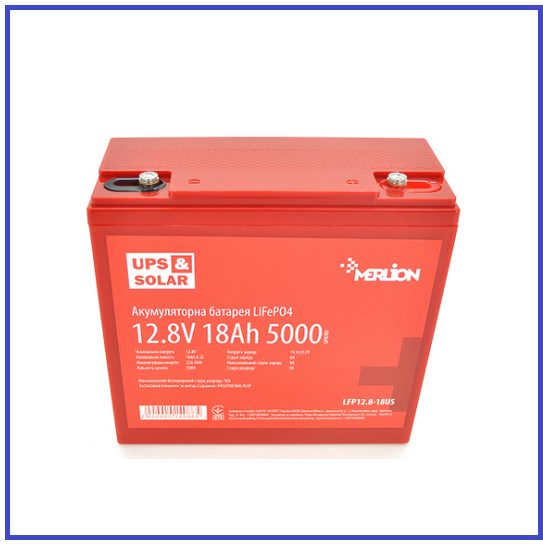Літій-залізо-фосфатний акумулятор Merlion LiFePO4 12.8V 18Ah (4S3P/BMS-20A) (181x77x168) до 5000 циклів